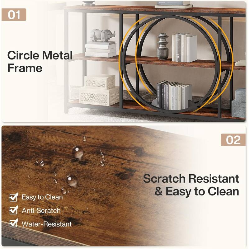 70.9" Extra Long Console Table Sofa Table Behind Couch with Wood Storage Shelves Metal Frame for Entryway/Living Room/Hallway