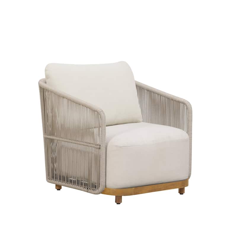 Alpine Teak Wood Outdoor Arm Chair with Rope Design