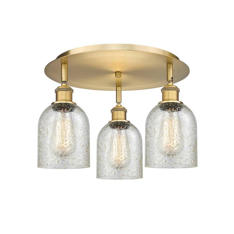 Innovations Lighting Caledonia - 3 Light 17" Flush Mount - Brushed Brass/Mica