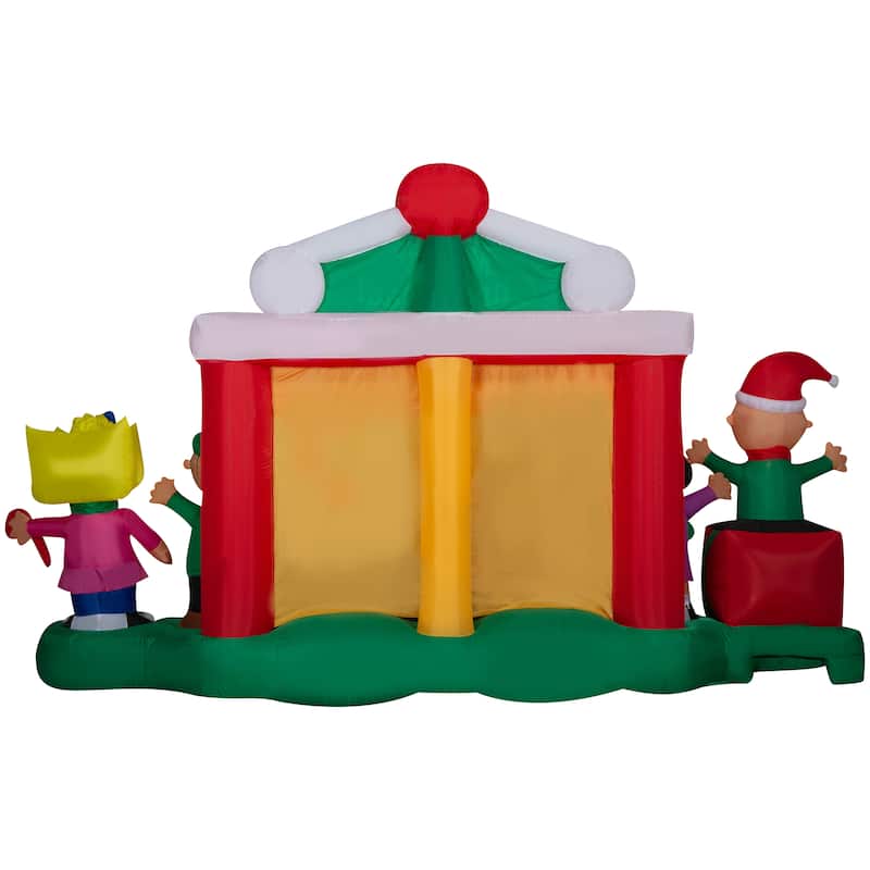 Gemmy Giant Christmas Inflatable Peanuts Gang Stage Scene, 7 ft Tall