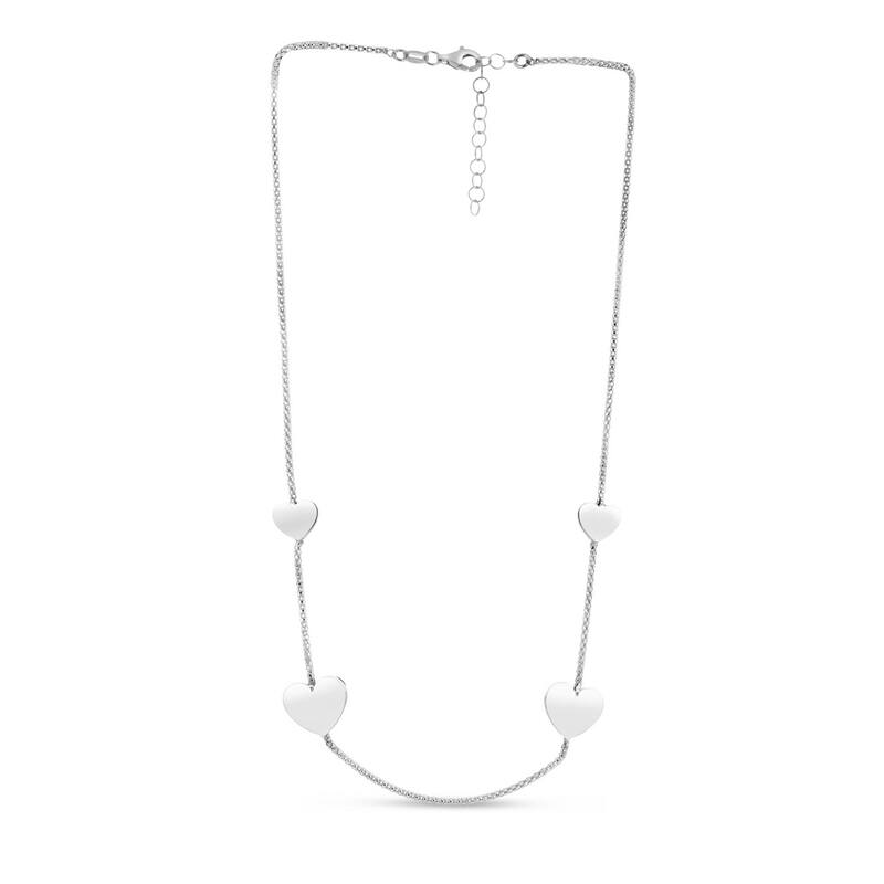 Curata 925 Sterling Silver 18" Graduating Polished Love Station Necklace
