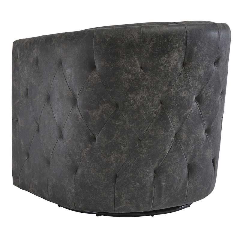 Brentlow Distressed Black Swivel Chair - 28.75" W x 31" D x 31.5" H