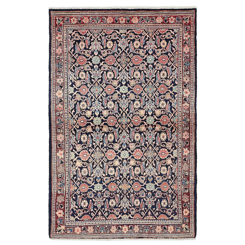 ECARPETGALLERY Hand-knotted Andelz Dark Navy Wool Rug - 4'1 x 6'6