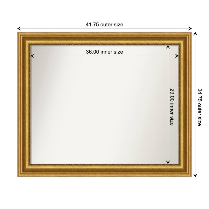 Parlor Gold Framed Non-Beveled Custom Wall Mirror, Bathroom Vanity Mirror - Outer Size: 41.75 x 34.75