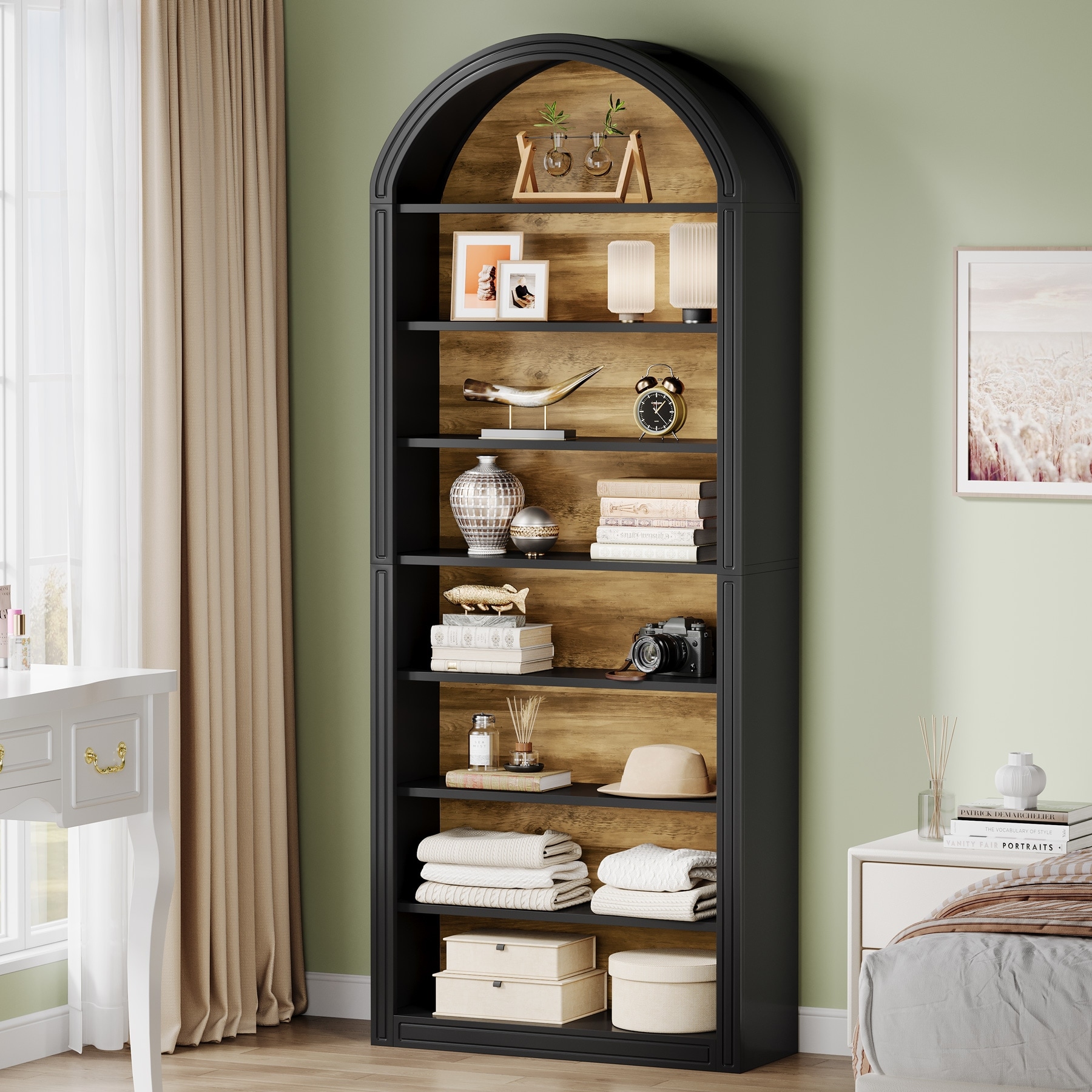 79.53" Tall Modern Arched Bookcase