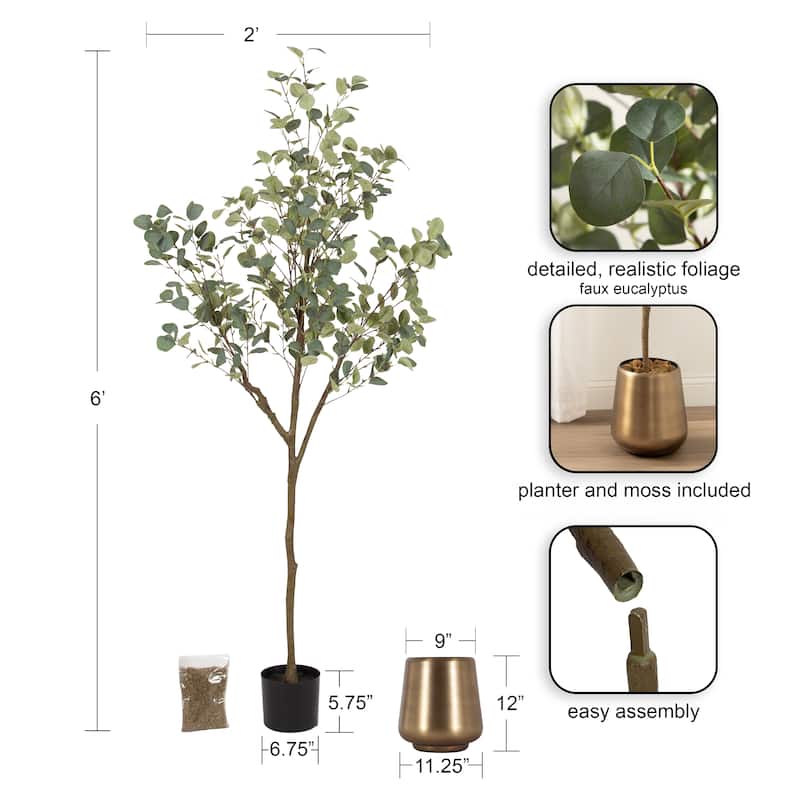 Kate and Laurel Eudora Faux Eucalyptus Tree