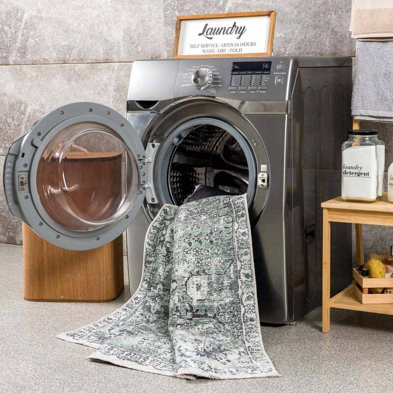 Hauteloom Caylin Living Room, Bedroom Machine Washable Area Rug - Cream, Dark Brown, Peach - 5' x 7'6"