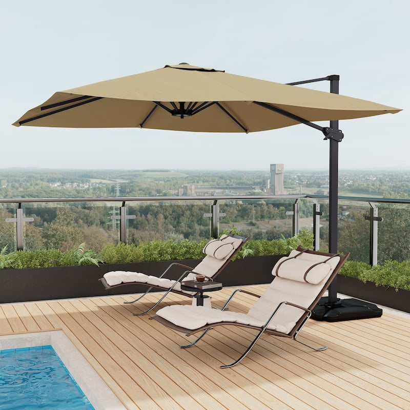 10FT Square Cantilever Patio Umbrella with Base
