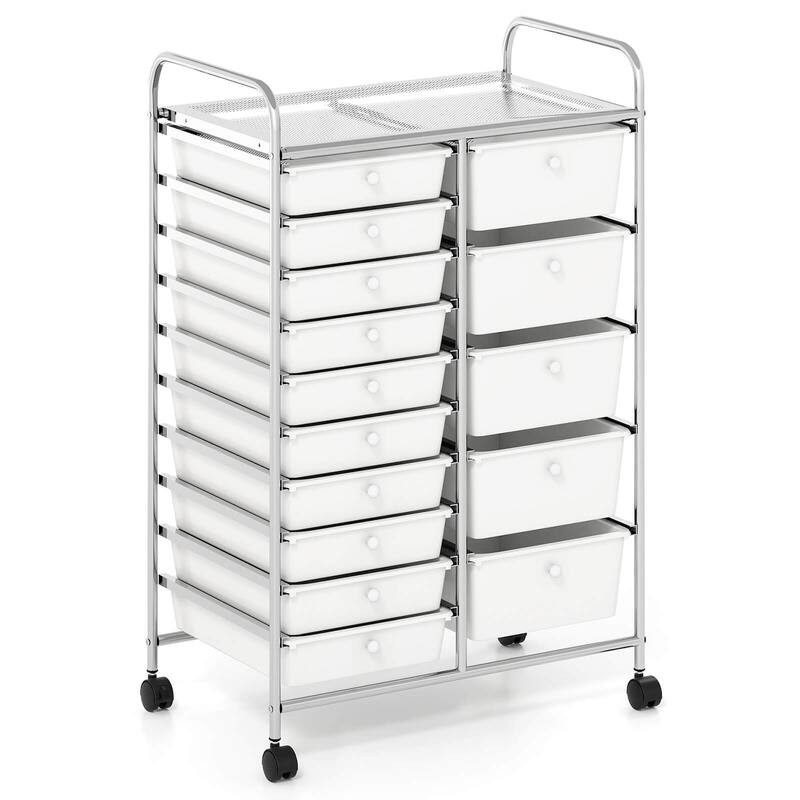 Costway 15-Drawer Trolley with Chrome Plated Metal Frame & Lockable - See Details