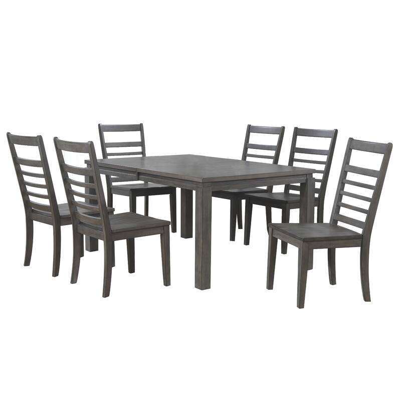 Extendable Dining Set Seats 8 - 82" Rectangular Table - 7 Piece Dining Room Set