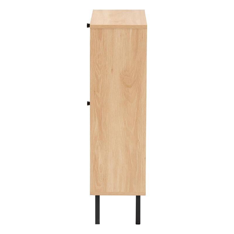 Remus Wood Shoe Cabinet - 12-Pair Shoe Storage Organizer with 2 Flip Doors, Boho-Chic Compact Hallway or Entryway Furniture