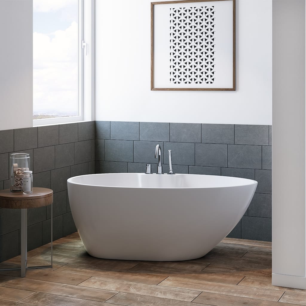 A&E Bath Hadiya White Freestanding Oval Bathtub
