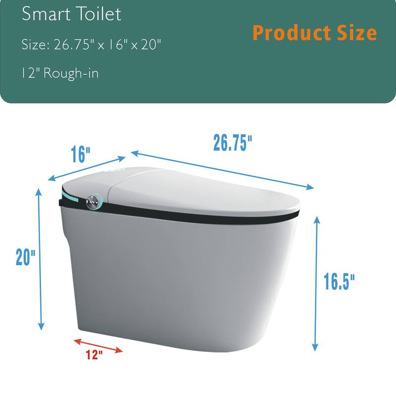 Luxury Smart Toilet with Built In Bidet. Auto Open Close Seat. Foot Sensor Flush. Heated Seat. Dryer