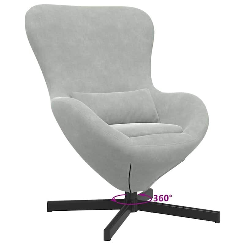 vidaXL Egg Chair Black/ Dark/Light Grey Velvet - 24.8 x 28.7 x 35.4