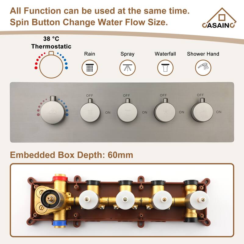4 Functions Shower System with Multi-Function Remote Control 64 Color Lights