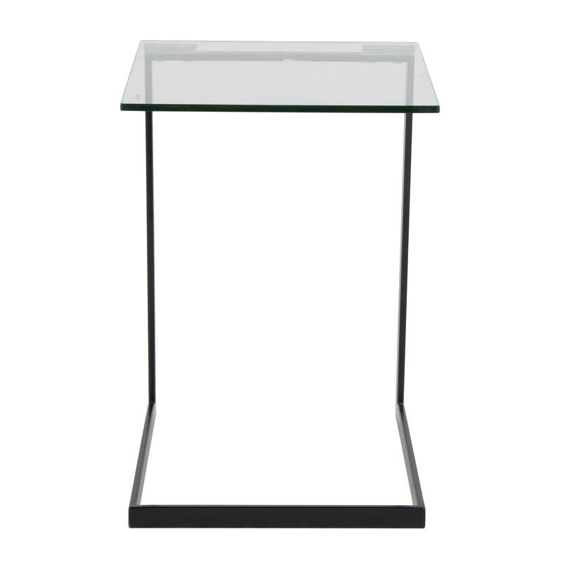 Porch & Den Birchshire Stainless Steel/ Glass End Table - Black/Clear Glass