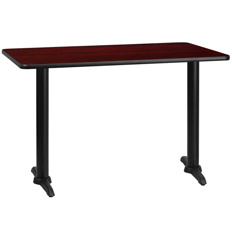 30'' x 48'' Rectangular Laminate Table Top with 5'' x 22'' Table Height Bases - 30"W x 48"D x 31.125"H - 30"W x 48"D x 31.125"H - Mahogany