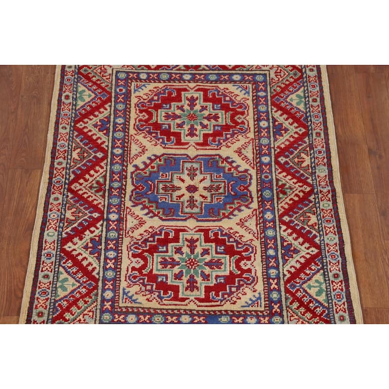 Kazak Accent Rug Handmade Oriental Wool Carpet - 2'8" x 4'0"