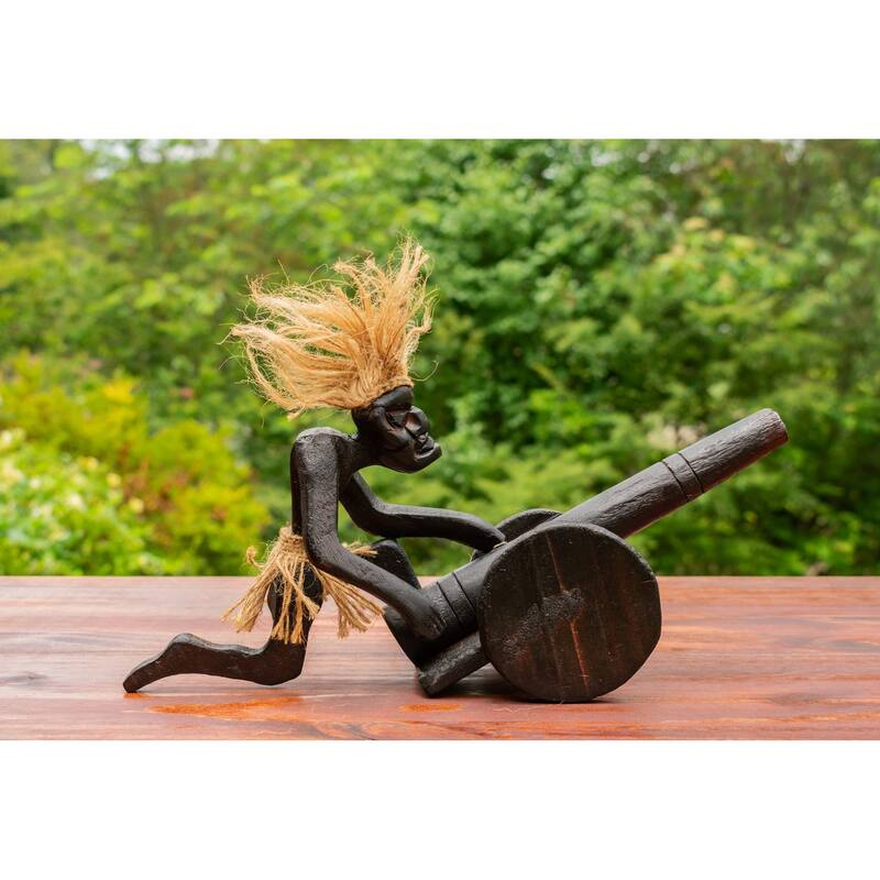 Primitive Firing Cannon Tribal Funny Statue Sculpture Tiki Bar Handcrafted Unique Gift Art - 11" wide x 6.5" tall x 3.5" deep