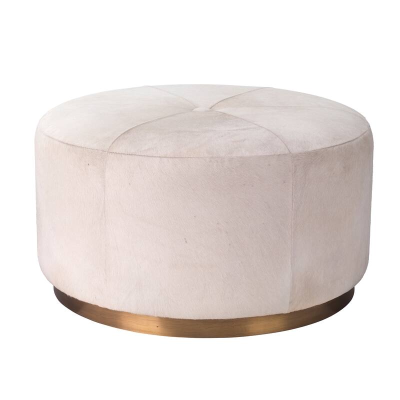 Jamie Young Thackery Hide On Roud Pouf, Large