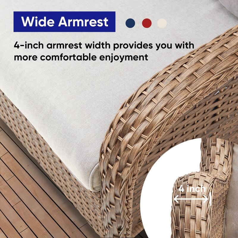 ArcoBay Wicker PE Rattan Outdoor Patio Swivel Glider Chairs with 4'' Olefin Cushions (2-Pack)