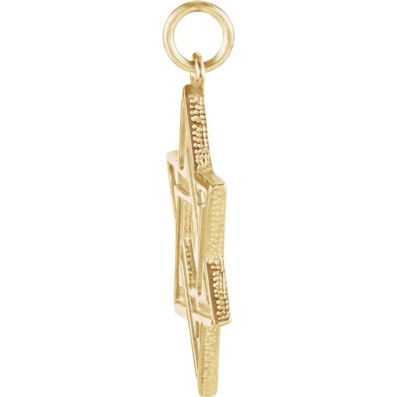 Curata 14k Yellow Gold Textured Religious Judaica Star of David Necklace 23.75x17.5