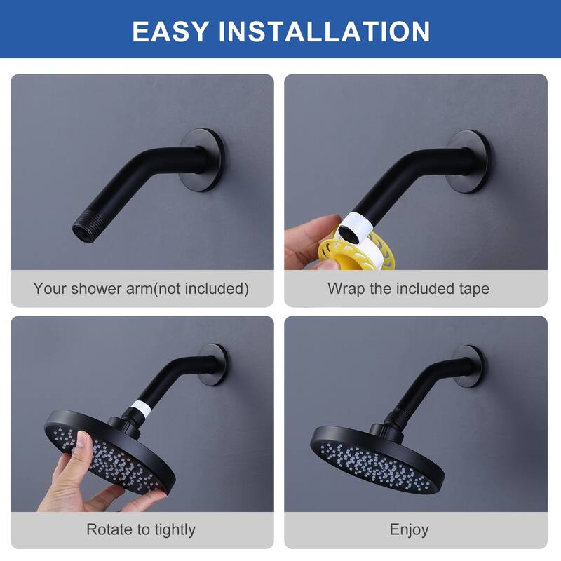 WOWOW 1-Spray 6 in. Wall Mount Fixed Shower Head