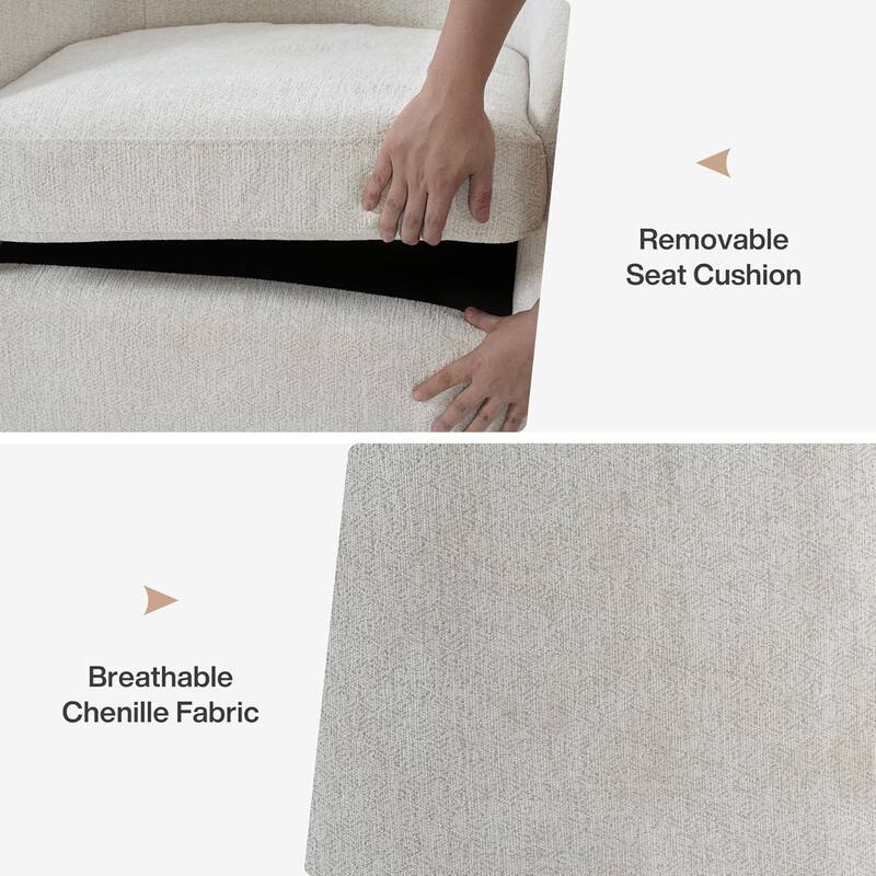 Swivel Accent Chair, Upholstered Fabric Barrel Chair for Living Room