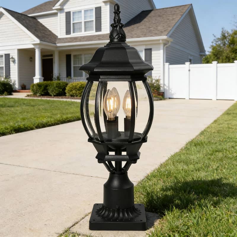 Outdoor 1/3 Light Post Lantern with Pier Mount Base(Pack 1 or 2)