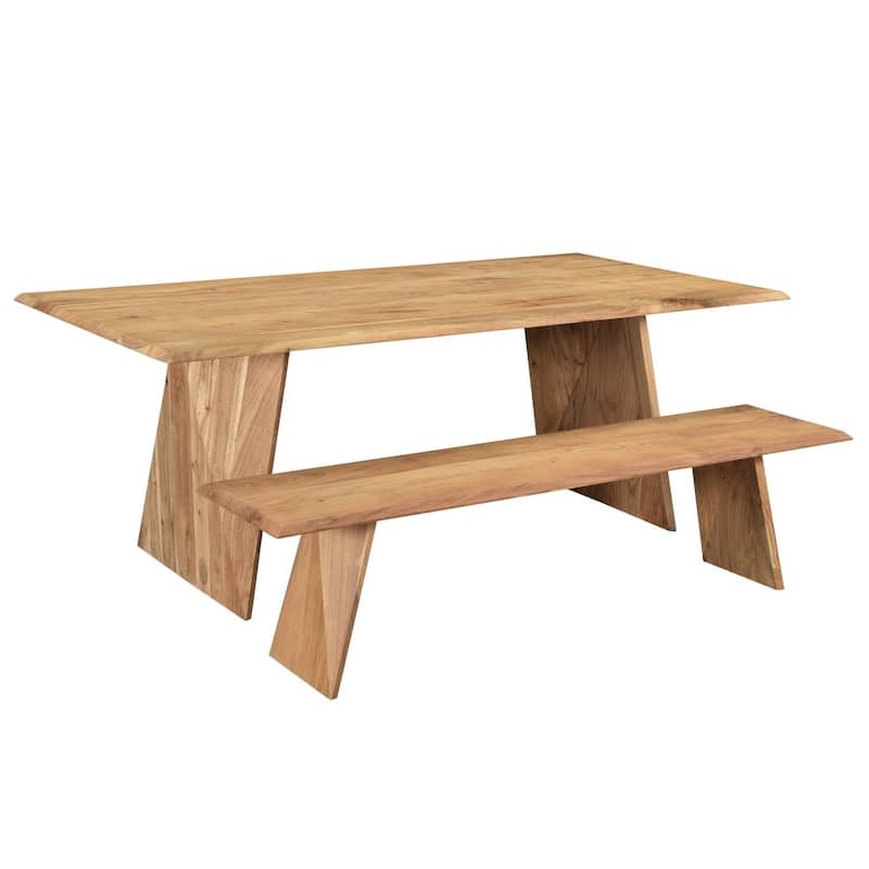 Solid Wood Angled Leg Dining Table - 80 Inch