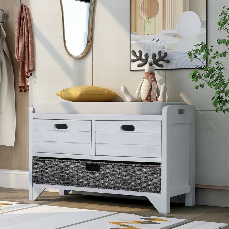 Storage Bench Entryway Bench Shoe Bench with Cushion