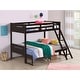 preview thumbnail 10 of 35, Contemporary Twin over Full Bunk Bed with Masculine Style Frame, Angled Ladder, Guardrails and Convertible Design