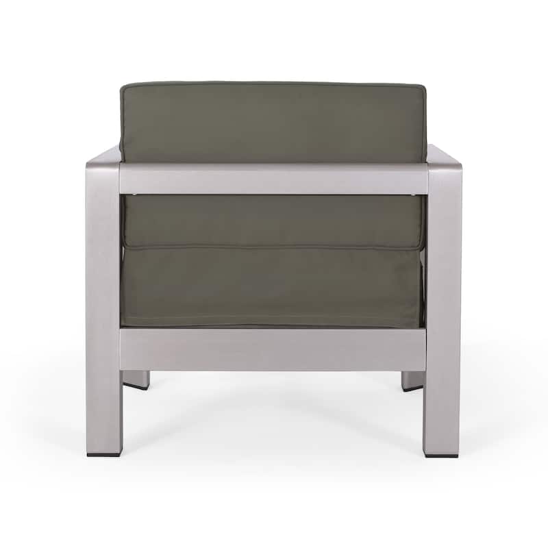 Aviara Outdoor Aluminum Club Chair with Cushions by Christopher Knight Home