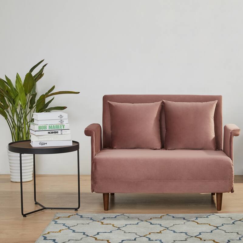 Artdeco Home Boston Convertible Futon Chair - Velvet Blush