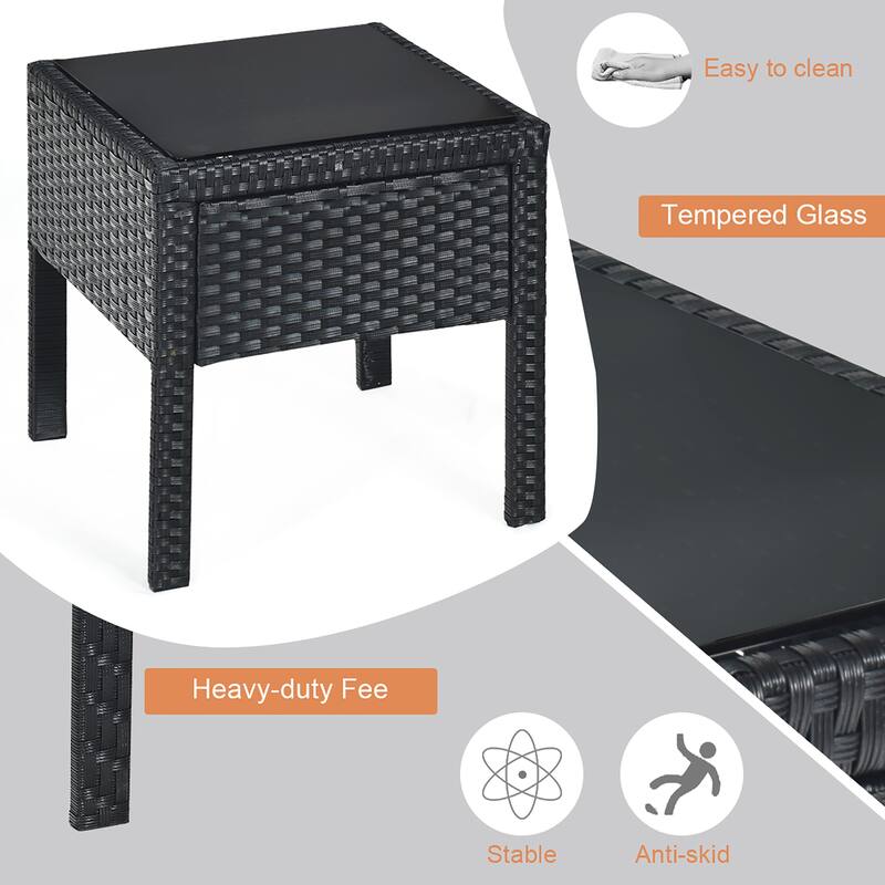 Costway 3PC Patio Rattan Furniture Set Coffee Table Conversation Sofa - See Details