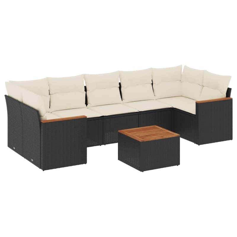 vidaXL Garden Sofa Set Black - 21.7 x 21.7 x 14.6 in