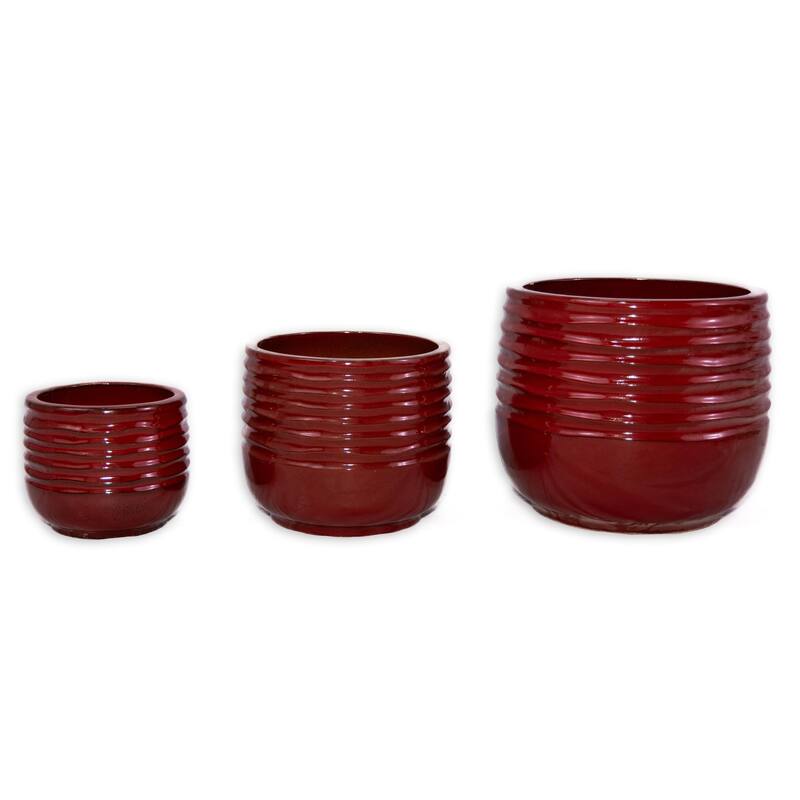 Ceramic Planters with Drainage Hole - Frost Proof Indoor Outdoor Flower Pots, for Patio Garden Windowsill, Set of 3