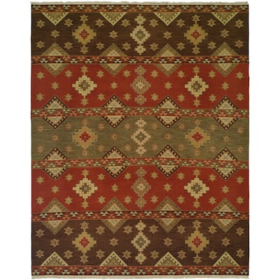 Traditional Multi-Colored Flatweave Wool Area Rug