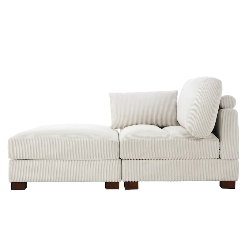 Modern 43'' Corduroy Comfy Sectional Chaise Lounge with Pillow