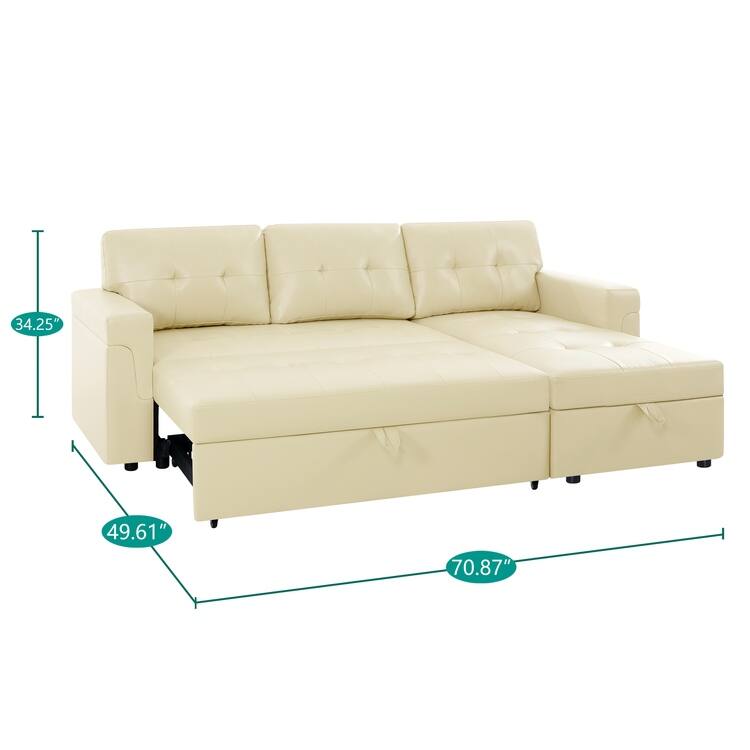 Perry Modern Reversible Sleeper Sectional Sofa with Storage Chaise, Pullout Sleeper Sofa Couch Bed for Living Room