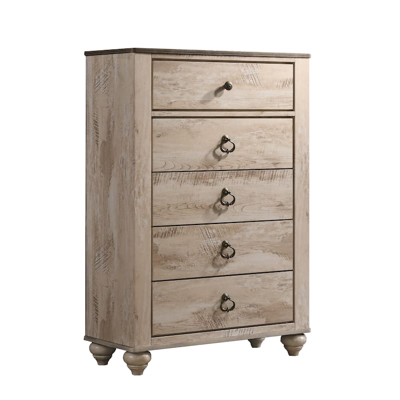 Roundhill Furniture Imerland Contemporary White Wash King 6-piece Bedroom Set