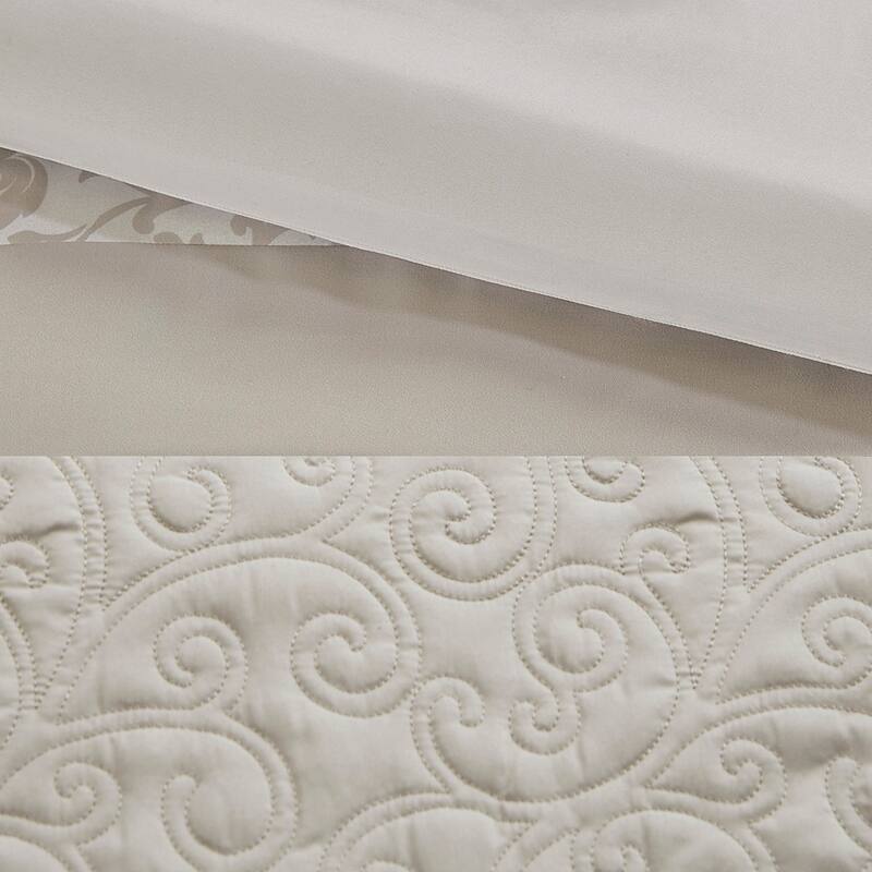 Anmytek Queen Size 8 Piece Embroidered Comforter Set Neutral Beige Bed in a Bag Luxury Bedding Collection