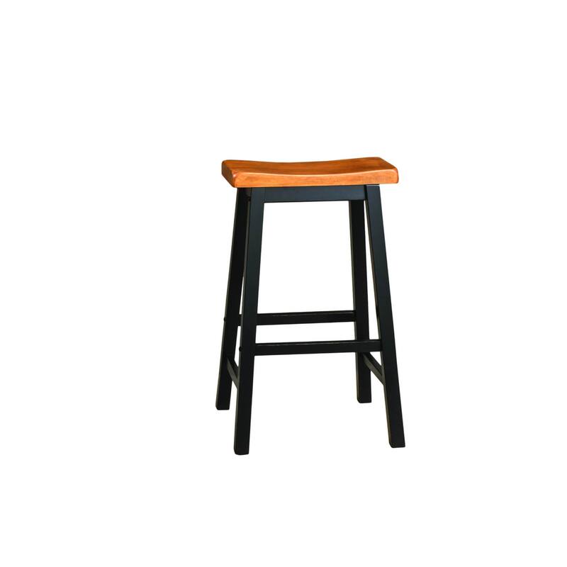 Walnut Wood Saddle Bar Stool Set of 2 29 Inch Height Rubberwood Counter Stools for Kitchen Island