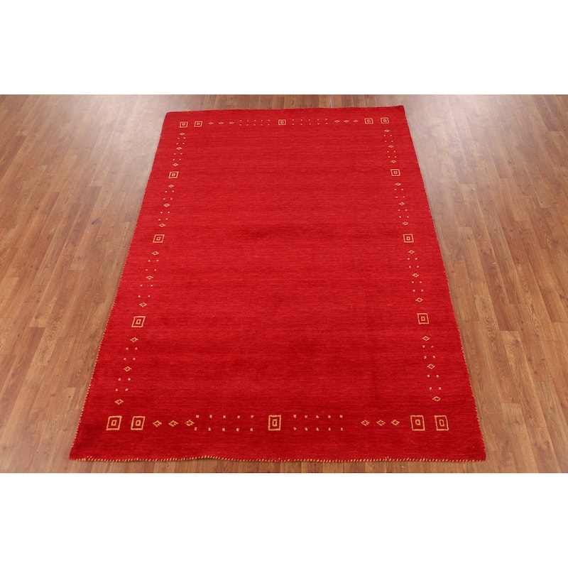 Tribal Gabbeh Indian Area Rug Handmade Contemporary Wool Carpet - 5'6"x 7'9"