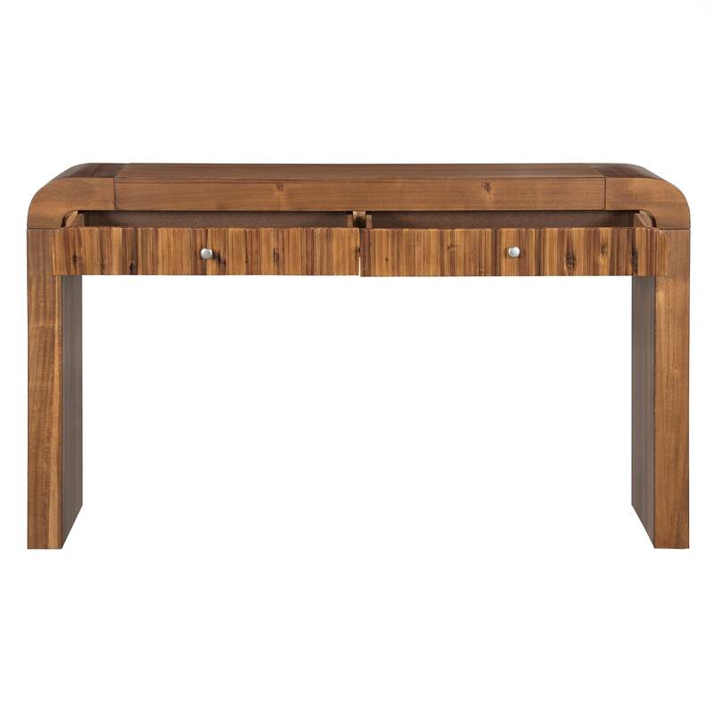 Console Table with Fluted Drawer Front, Entryway Table with Curved Corners , Sturdy Sofa Table for Hallway & Living Room