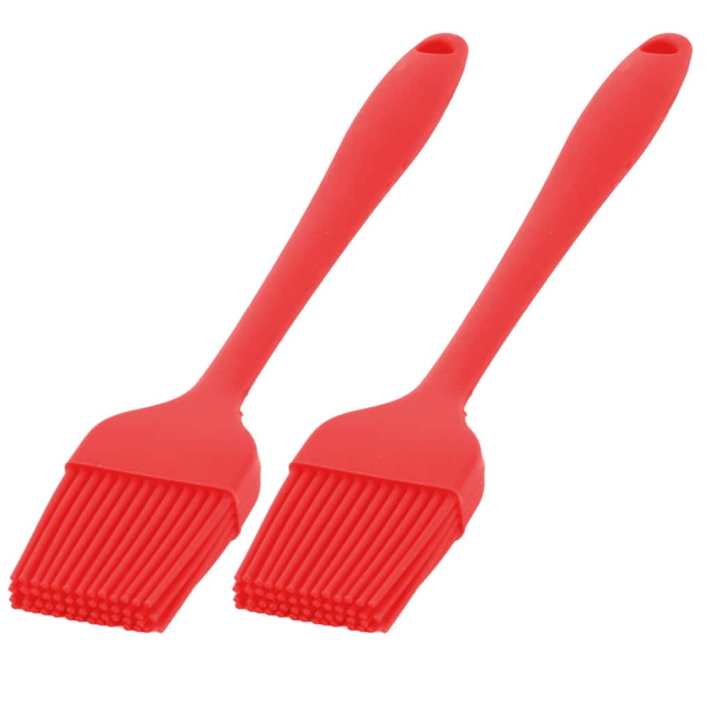 Home Kitchen Silicone Cookie Cake Baking Tool Cream Oil Pastry Brush Red 2pcs