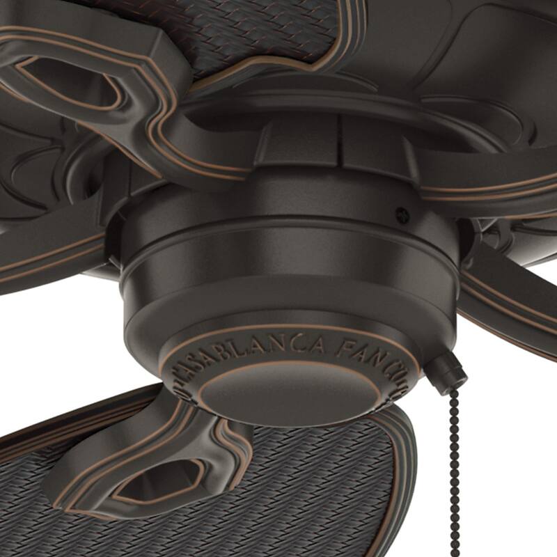 Casablanca 54" Charthouse Outdoor Ceiling Fan with Pull Chain, Wet Rated - Onyx Bengal - Onyx Bengal - Pull Chain
