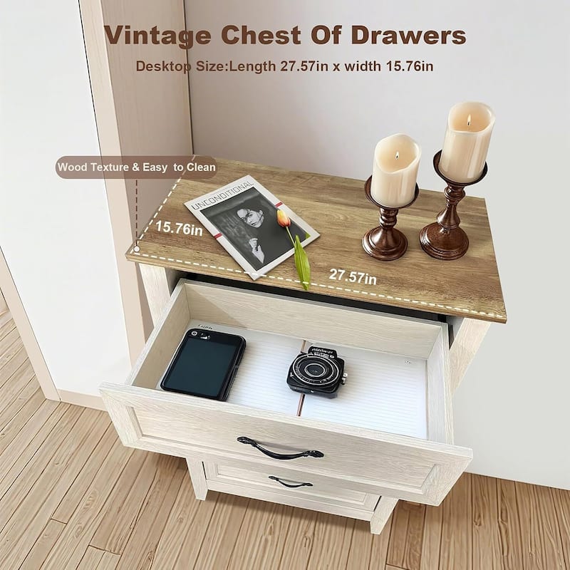 Vintage 5 Drawer Dresser Storage Organizer for Closet Living Room