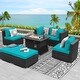 preview thumbnail 123 of 154, FINCATI Outdoor High-back Wicker Patio Sectional Set, 500 lbs Luxury Oversized Conversation Set, Spacious Couch Set