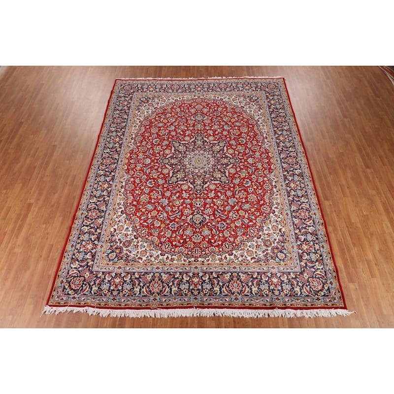 Traditional Kashan Turkish Area Rug Machine Made Living Room Carpet - 9'6" x 12'6"